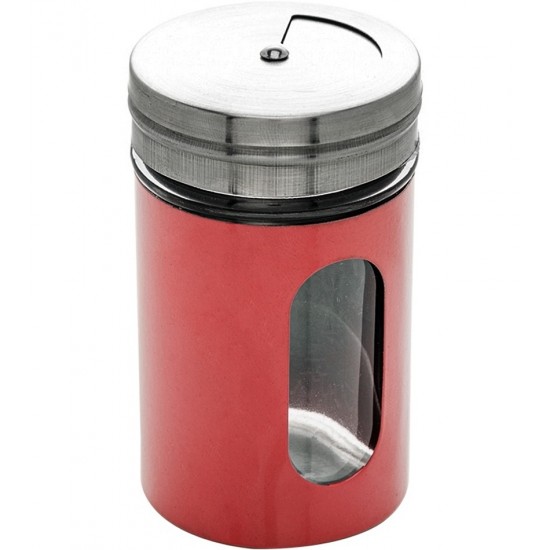 Porta Condimentos 80ml Vermelho De Vidro e Inox Com Tampa Dosadora